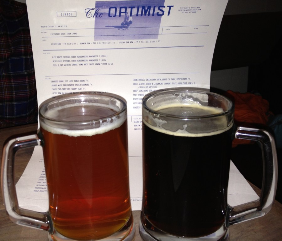 An amber and a brown.