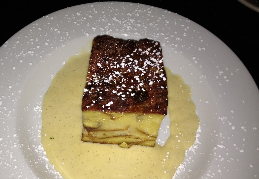 Bread pudding with creme anglais.