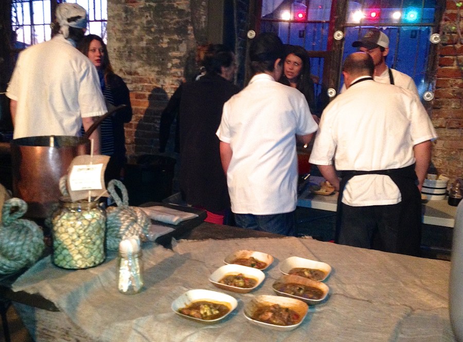 Chefs from The Optimist discuss the gumbo.