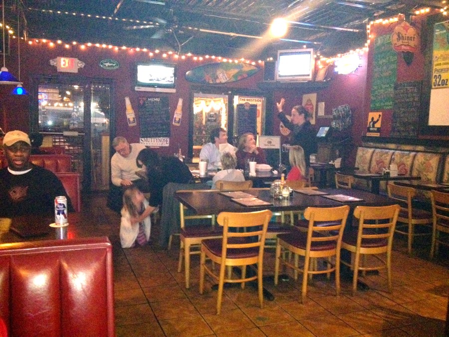 The dining room.  A lot more can fit outside, but not in this weather.