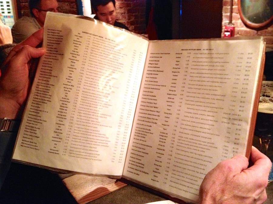 The beer menu reads like a book, probably because it is a book.