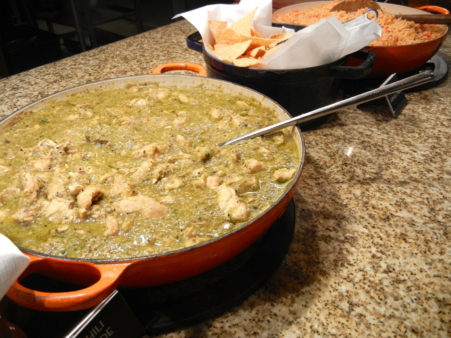 Chili verde and red rice.