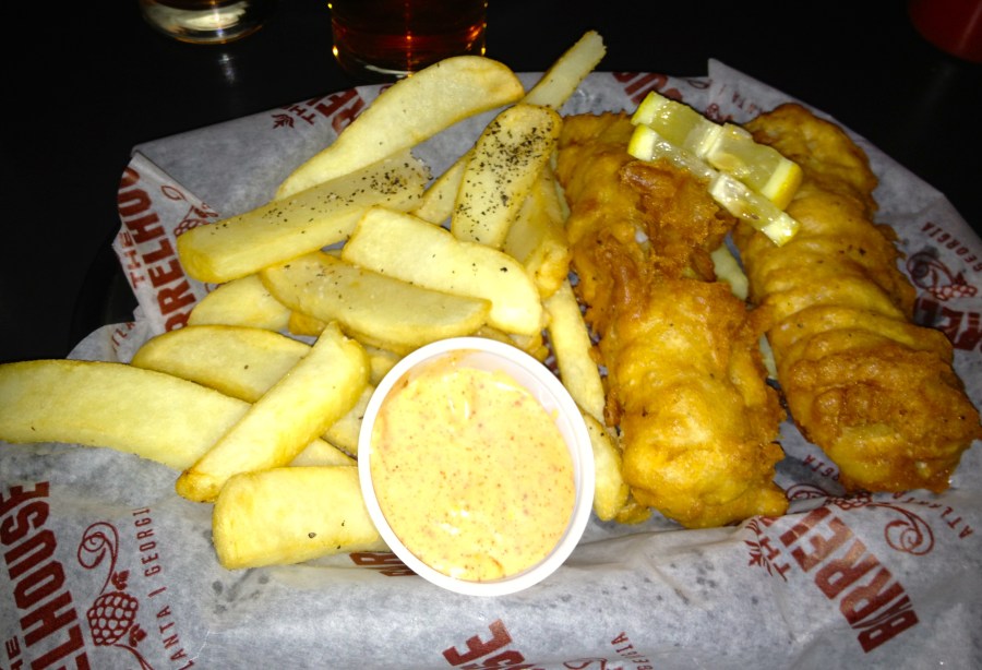 Fish and chips.  Very British.