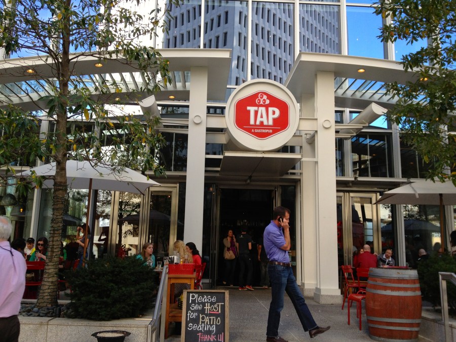 The Tap patio has a view of Peachtree.