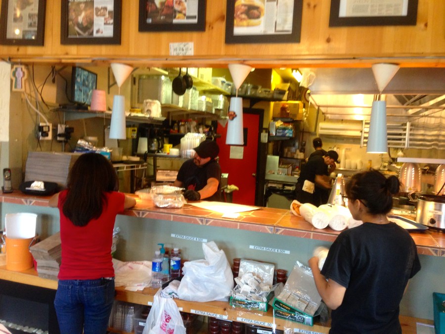 Kitchen staff at work.