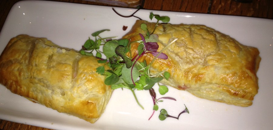 Sausage en croute. Mustard sauce is missing.