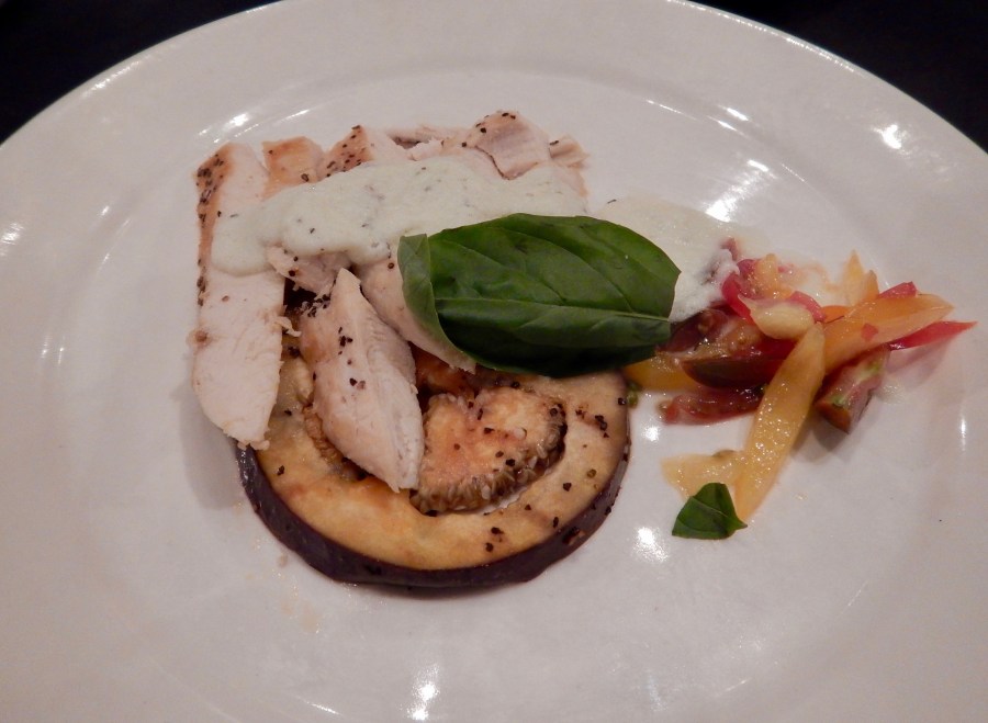 Steel Magnolias: Eggplant with chicken and cauliflower froth